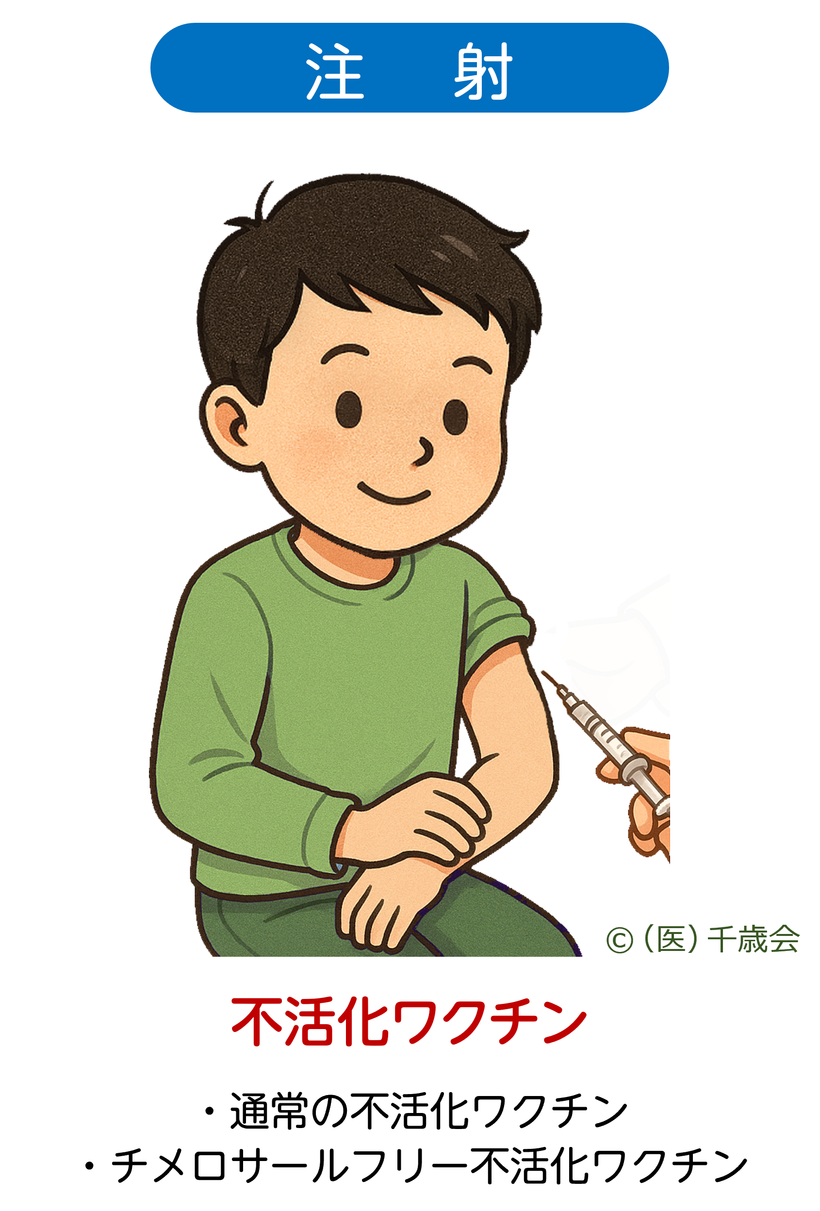注射による不活化インフルエンザワクチンの説明図