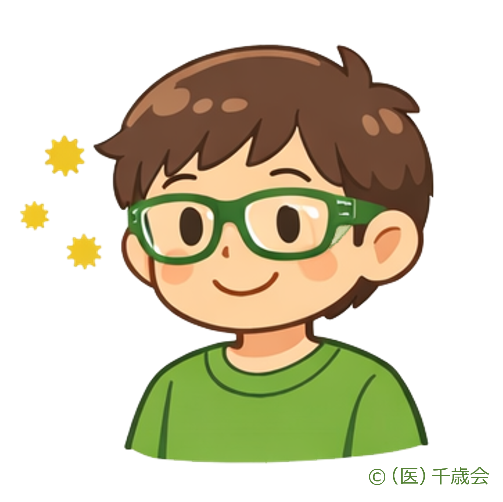 花粉メガネをつけている男の子のイラスト