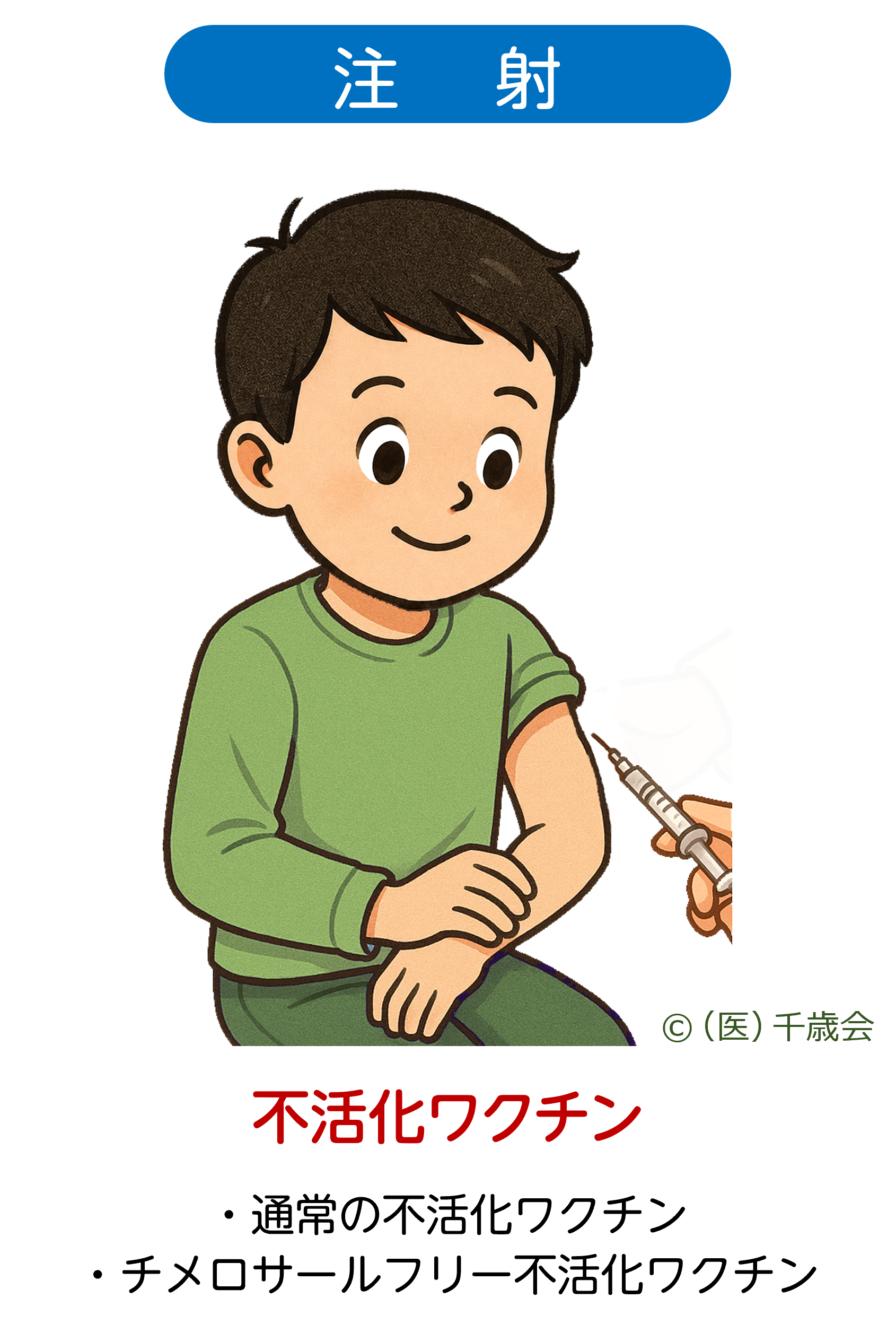 注射による不活化インフルエンザワクチンの説明図